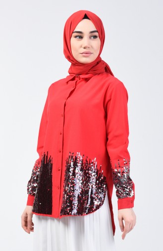 Red Overhemdblouse 1636-01