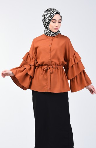 Tobacco Brown Overhemdblouse 1637-03