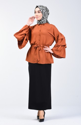 Tobacco Brown Overhemdblouse 1637-03