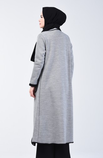 Two Colored Long Sweater 8890-04 Grey Black 8890-04