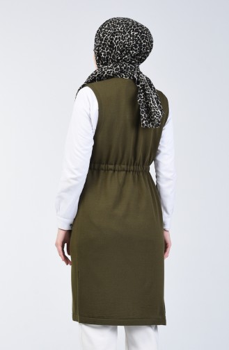 Gilet Tricot Fine Avec Poche 4208-01 Khaki 4208-01