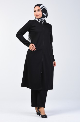 Zippered Coat 1621-01 Black 1621-01
