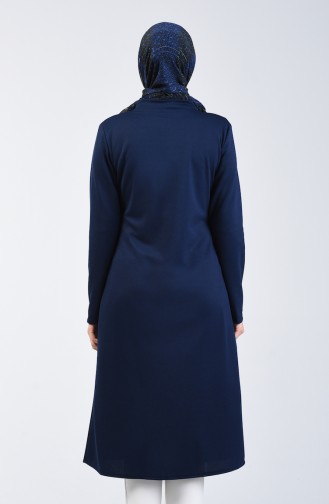 Zippered Coat 1621-04 Navy Blue 1621-04