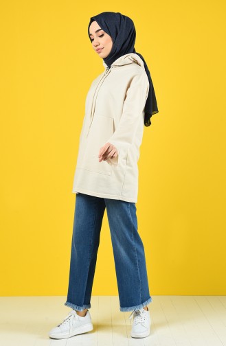 Saçaklı Bol Paça Kot Pantolon 2532-02 Lacivert