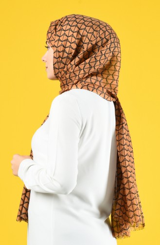 Elmina Patterned Cotton Shawl 650-108 Mustard Black 650-108