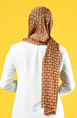 Elmina Patterned Cotton Shawl 650-108 Mustard Black 650-108