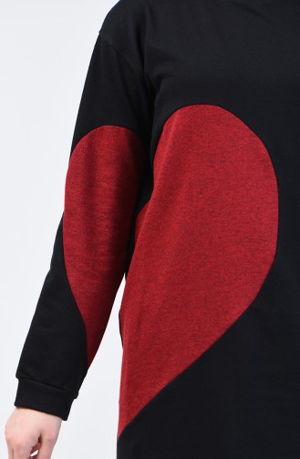 Heart Sweatshirt 3153-02 Black Claret Red 3153-02