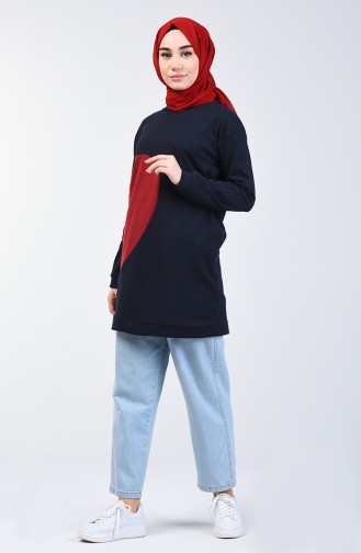 Heart Sweatshirt 3153-04 Navy Blue 3153-04