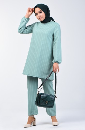 Elastic Sleeve Tunic Trousers Double Set 1027 A-01 Almond Green 1027A-01