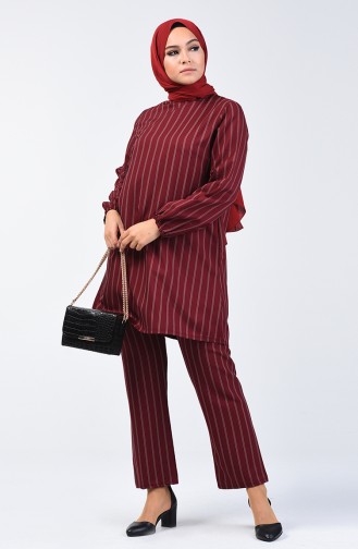 Elastic Sleeve Tunic Trousers Double Set 1027-03 Claret Red 1027A-03