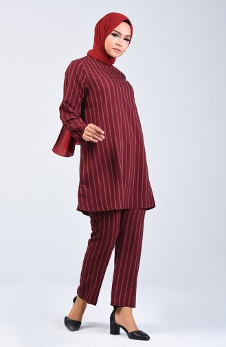 Elastic Sleeve Tunic Trousers Double Set 1027-03 Claret Red 1027A-03