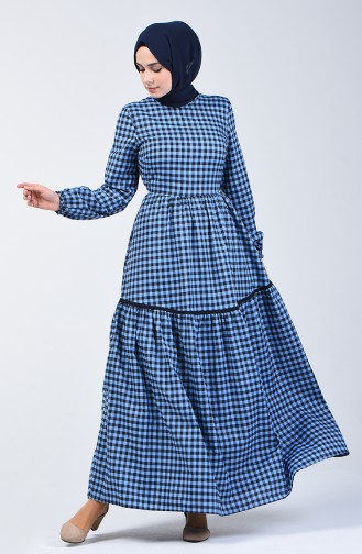 Robe Froncée 1376-03 Bleu 1376-03