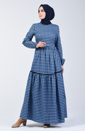 Robe Froncée 1376-03 Bleu 1376-03