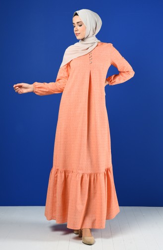 Buttoned Dress 8211-02 Orange 8211-02