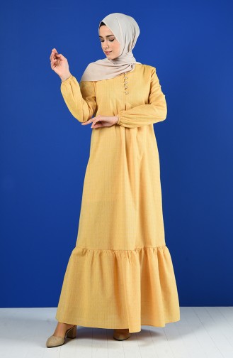 Buttoned Dress 8211-07 Yellow 8211-07
