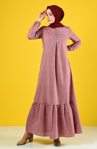 Buttoned Dress 8211-10 Light Burgundy 8211-10