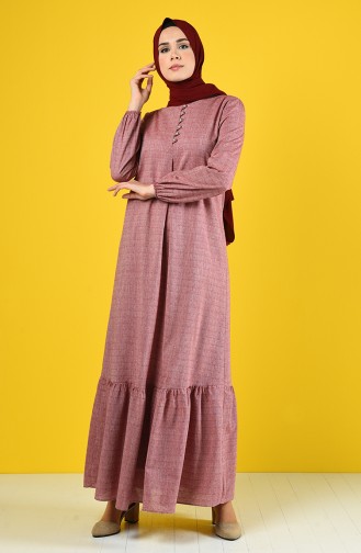 Buttoned Dress 8211-10 Light Burgundy 8211-10