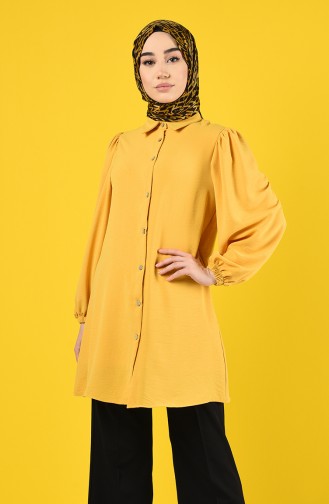 Elastic Sleeve Buttoned Tunic  1422-01 Mustard 1422-01