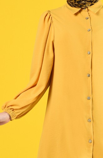 Elastic Sleeve Buttoned Tunic  1422-01 Mustard 1422-01