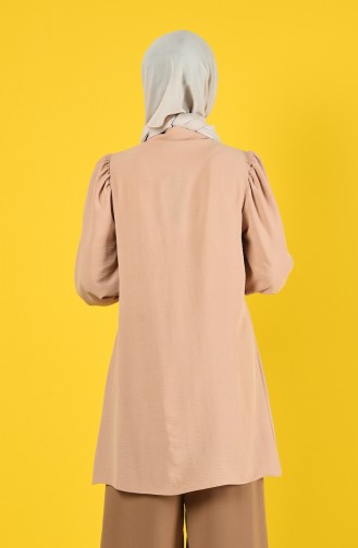 Elastic Sleeve Buttoned Tunic 1422-03 Caramel 1422-03