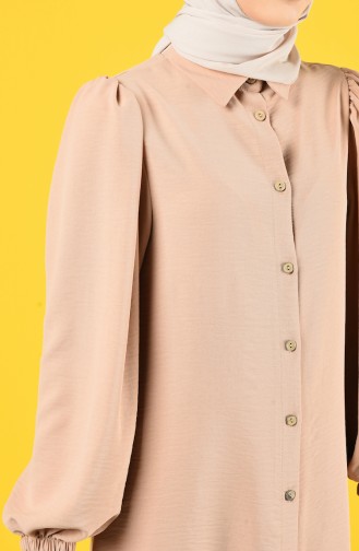 Elastic Sleeve Buttoned Tunic 1422-03 Caramel 1422-03