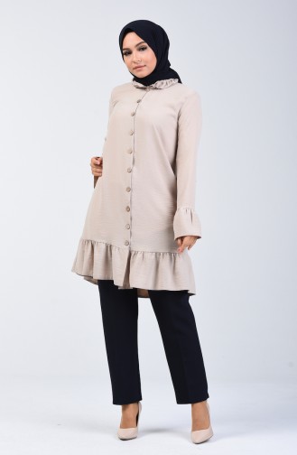 Aeroben Fabric Shirred Tunic 0079-01 Beige 0079-01