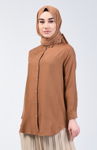 Tunique Chemise à Boutons 1603-03 Café au Lait 1603-03