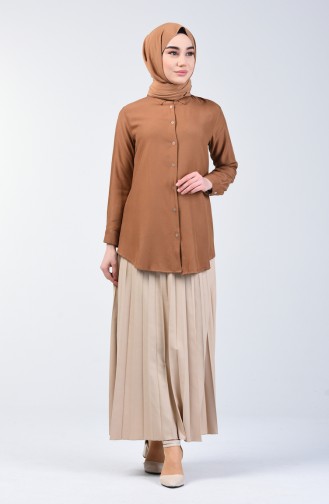 Buttoned Shirt Tunic 1603-03 Milk Coffee 1603-03