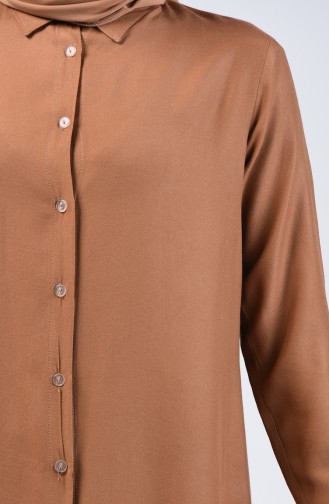 Tunique Chemise à Boutons 1603-03 Café au Lait 1603-03