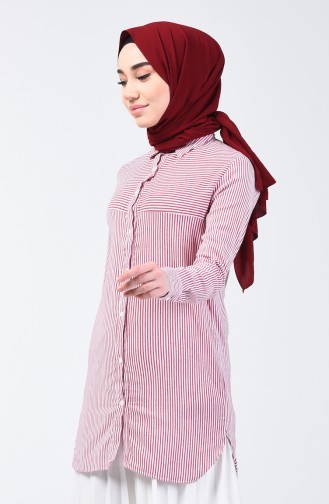 Çizgili Tunik 1604-02 Bordo