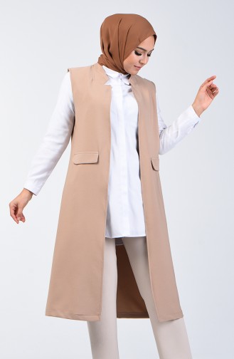 Pocket Detailed Vest 4222-02 Beige 4222-02