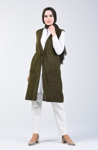 Gilet Sans Manches avec Poches 4130-09 Vert Khaki 4130-09