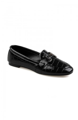 Damen Ballerina mit Schnalle 0167-01 Schwarz Croco 0167-01