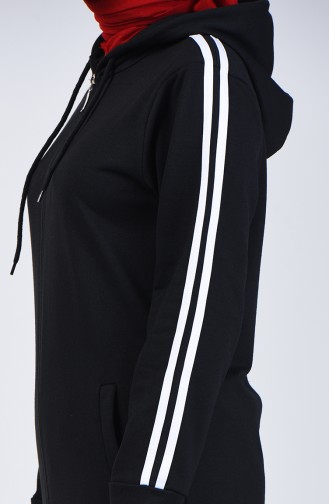 Hooded Zippered Tracksuit Set 20007a-01 Black 20007A-01