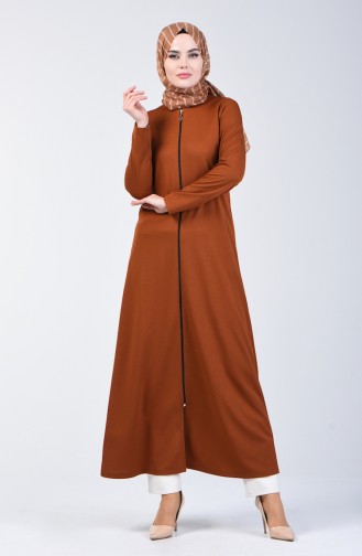 Abaya à Fermeture 3054-03 Tabac 3054-03