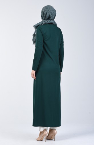 Abaya à Fermeture 3054-05 Vert émeraude 3054-05