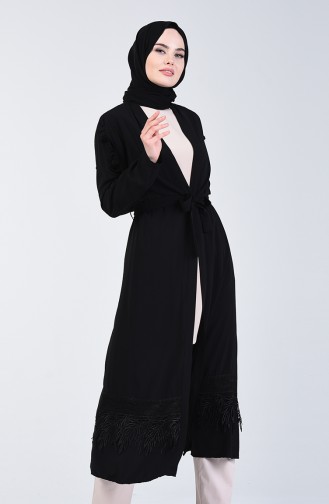 Güpürlü Abaya 111791-01 Siyah