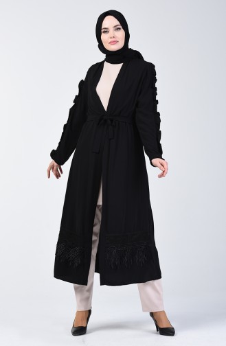 Güpürlü Abaya 111791-01 Siyah