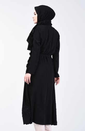 Güpürlü Abaya 111791-01 Siyah