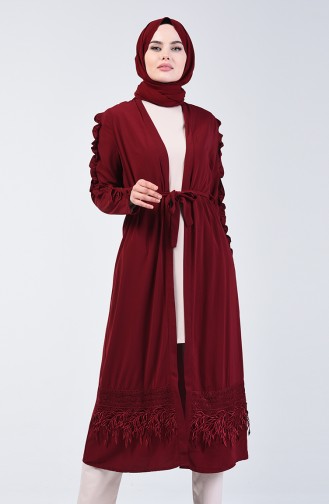 Laced Abaya 111791-03 Claret Red 111791-03