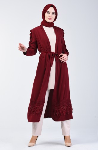 Güpürlü Abaya 111791-03 Bordo