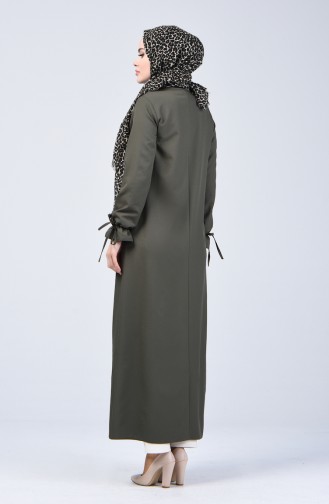 Abaya à Fermeture 0272-04 Vert Khaki 0272-04