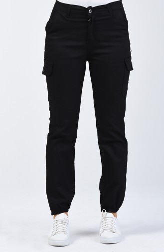 Pantalon Cargo à Poches 7506-01 Noir 7506-01