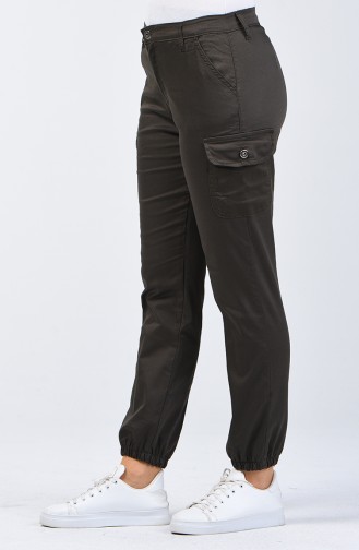 Pantalon Cargo à Poches 7506-02 Vert Foncé 7506-02