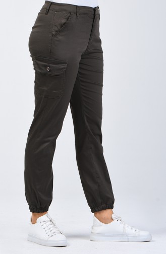 Pantalon Cargo à Poches 7506-02 Vert Foncé 7506-02