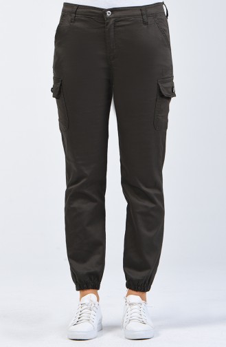 Pantalon Cargo à Poches 7506-02 Vert Foncé 7506-02