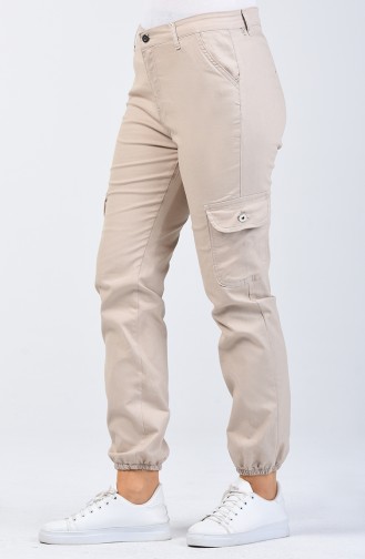 Pantalon Cargo à Poches 7506-03 Beige 7506-03