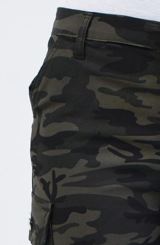 Pantalon Cargo à Motifs Camouflage 7506A-01 Vert Soldat 7506A-01