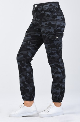 Camouflage Patterned Cargo Pants 7506A-02 Anthracite 7506A-02