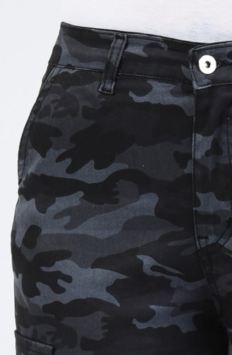 Camouflage Patterned Cargo Pants 7506A-02 Anthracite 7506A-02